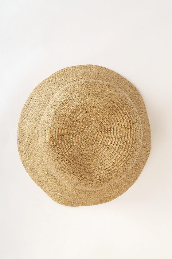 Bon Voyage Babe Tan Straw Bucket Hat