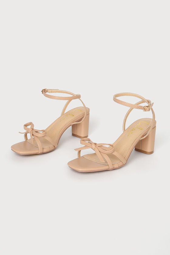 Rezzy Pink Satin Bow Ankle Strap High Heel Sandals