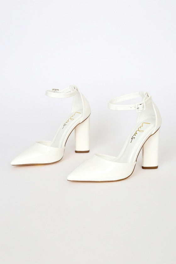 Syngo Light Nude Patent Pointed-Toe Ankle Strap Pumps