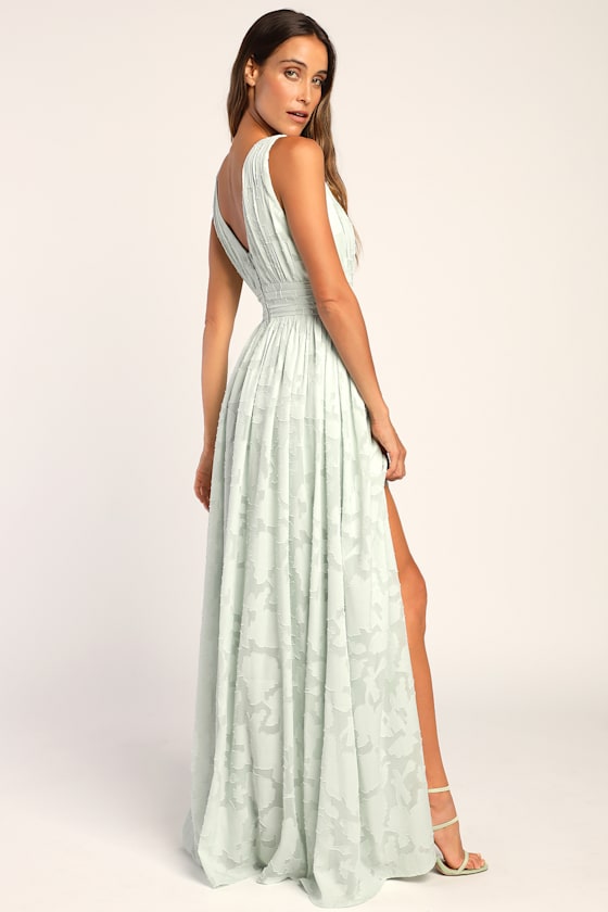 Sweet Sophistication Green Burnout Floral Maxi Dress