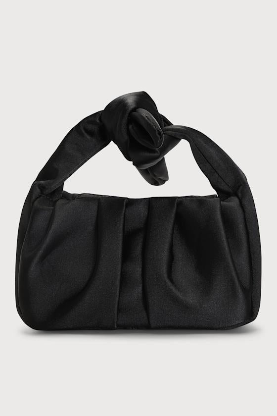 Essential Style Champagne Satin Knot Handle Clutch Bag
