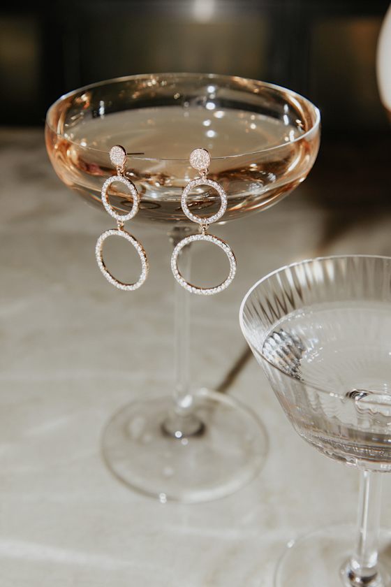 Glam Girl Gold Rhinestone Circle Earrings