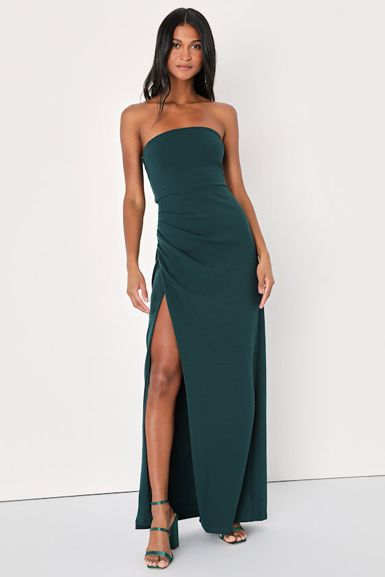 Foxy Emerald Green Strapless Maxi Dress #Color_Emerald Green