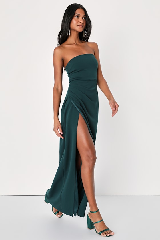 Foxy Emerald Green Strapless Maxi Dress #Color_Emerald Green