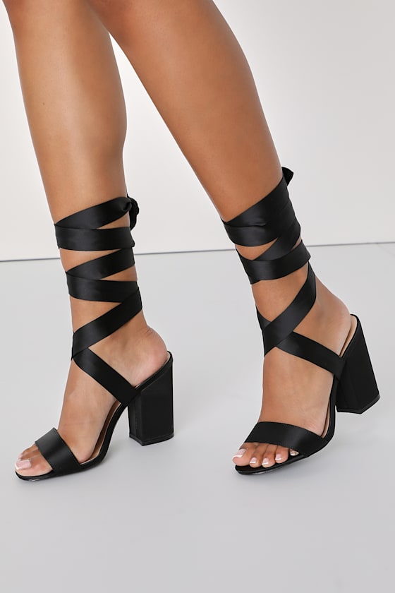 Alta Light Nude Suede Lace-Up Heels #Color_Black