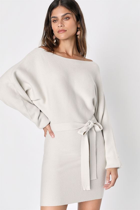 Modern Comfort Ivory Dolman Sleeve Mini Sweater Dress #Color_Ivory