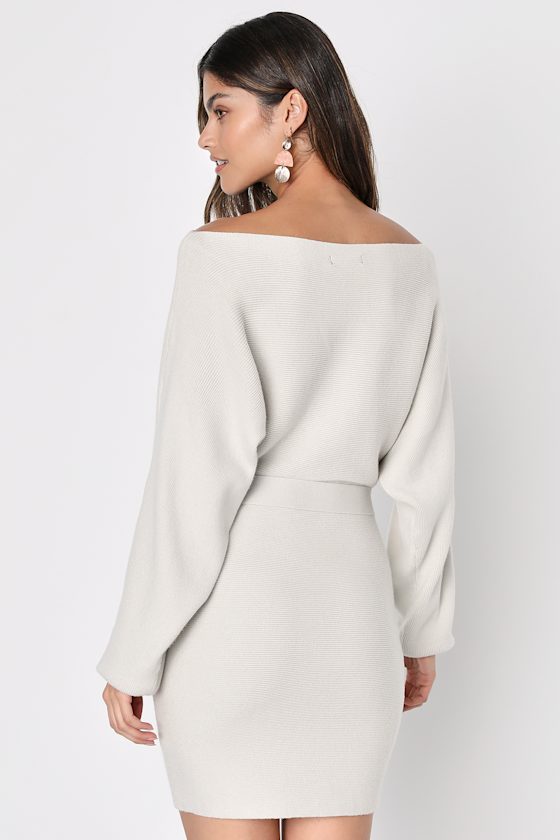 Modern Comfort Ivory Dolman Sleeve Mini Sweater Dress #Color_Ivory
