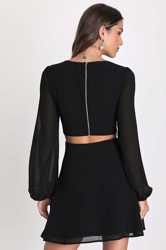 Garden Bliss Emerald Green Long Sleeve Cutout Mini Dress