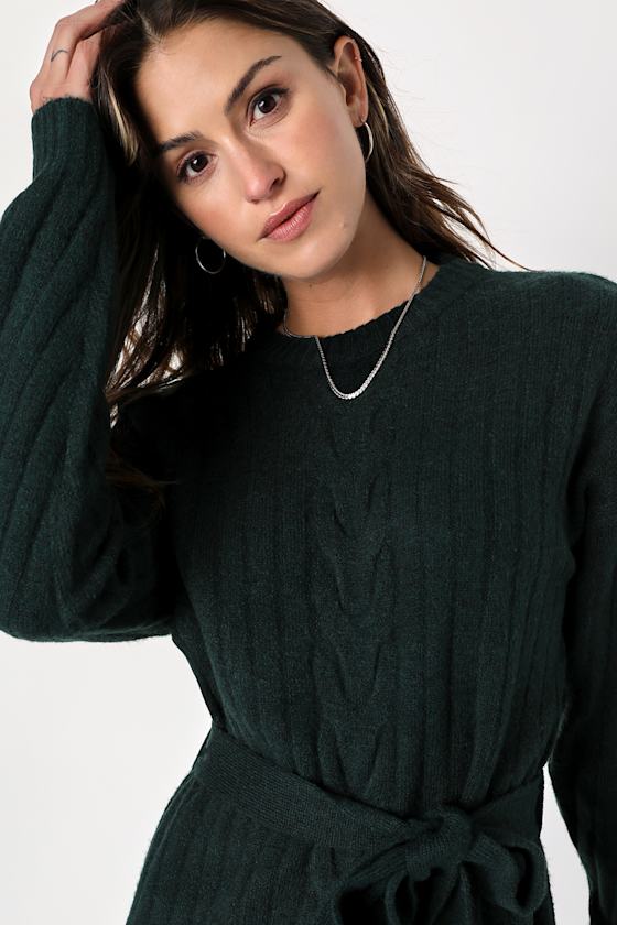 Wishing on Winter Cream Cable Knit Mini Sweater Dress