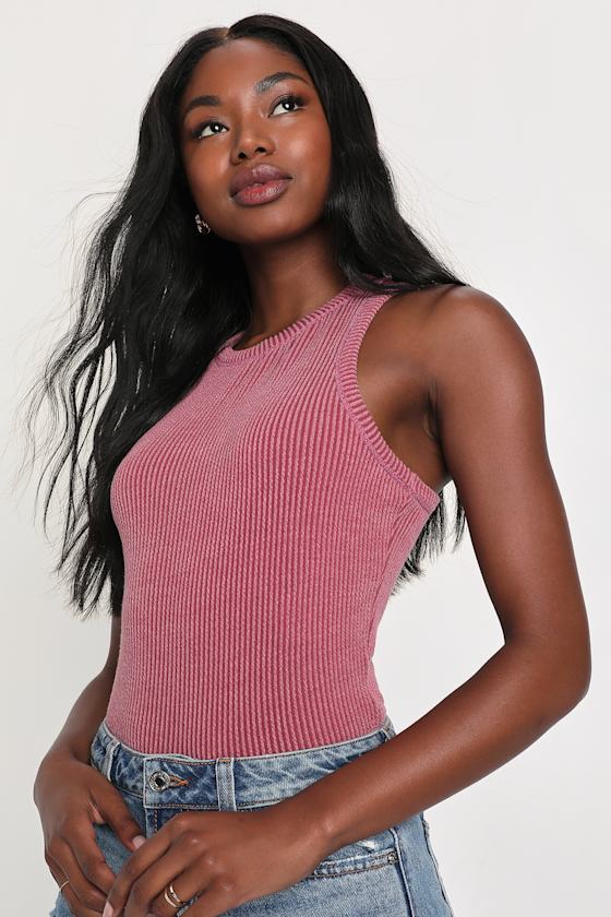 Essential Update Slate Blue Ribbed Tank Top