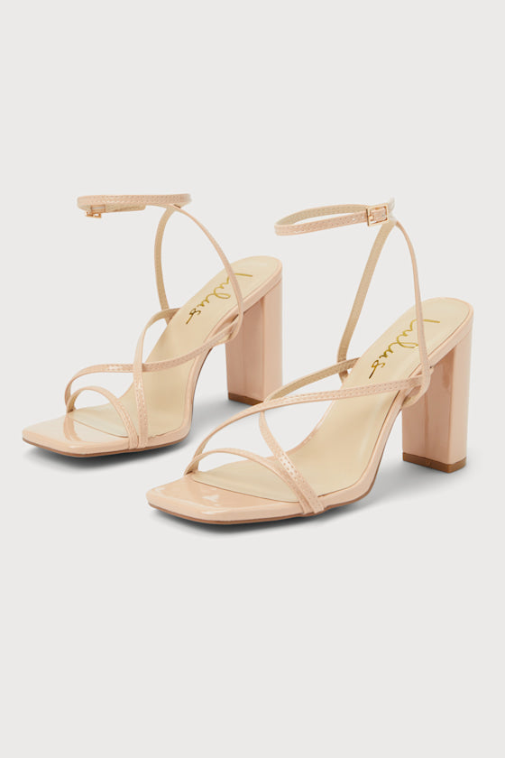 Makennaa White Strappy High Heel Ankle Strap Sandals