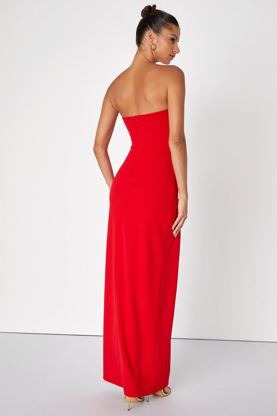 Dedicated to Glamour Red Strapless Maxi Dress #Color_Red