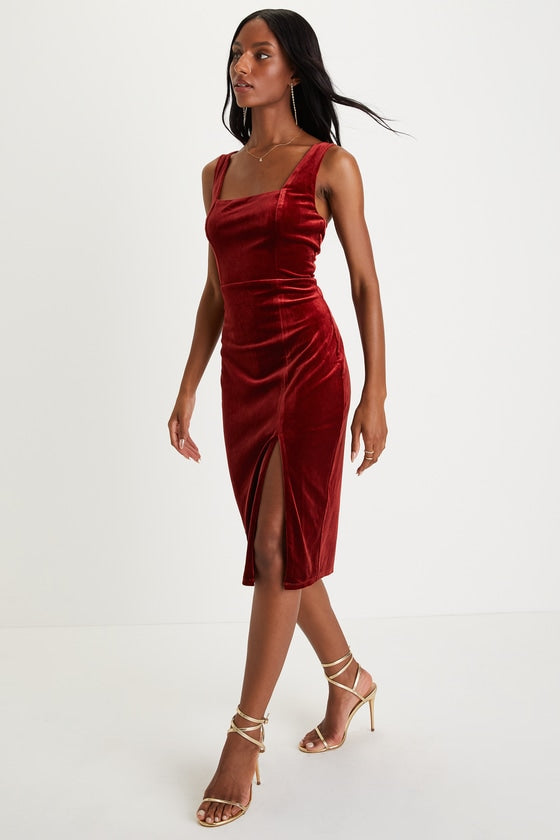 Baby, You're The One Emerald Green Velvet Sleeveless Midi Dress