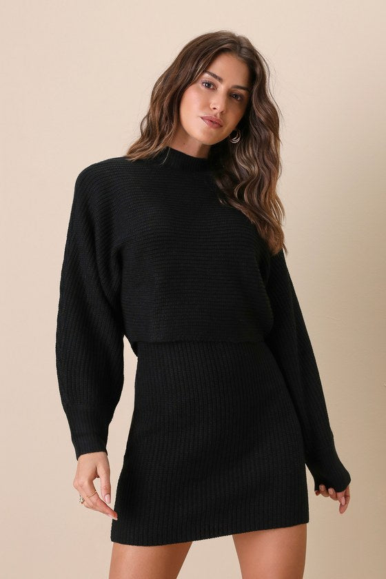 Toasty Times Cream Long Sleeve Two-Piece Sweater Dress