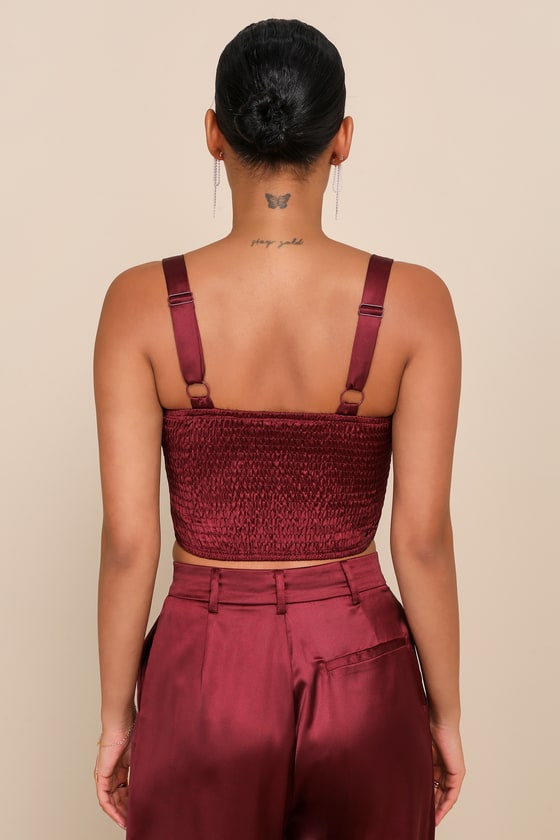 Flawless Behavior Black Satin Pleated Rosette Tank Top