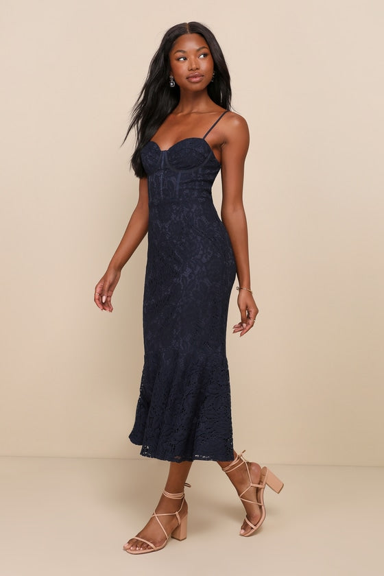 Found Your Love Black Lace Sleeveless Trumpet Midi Dress