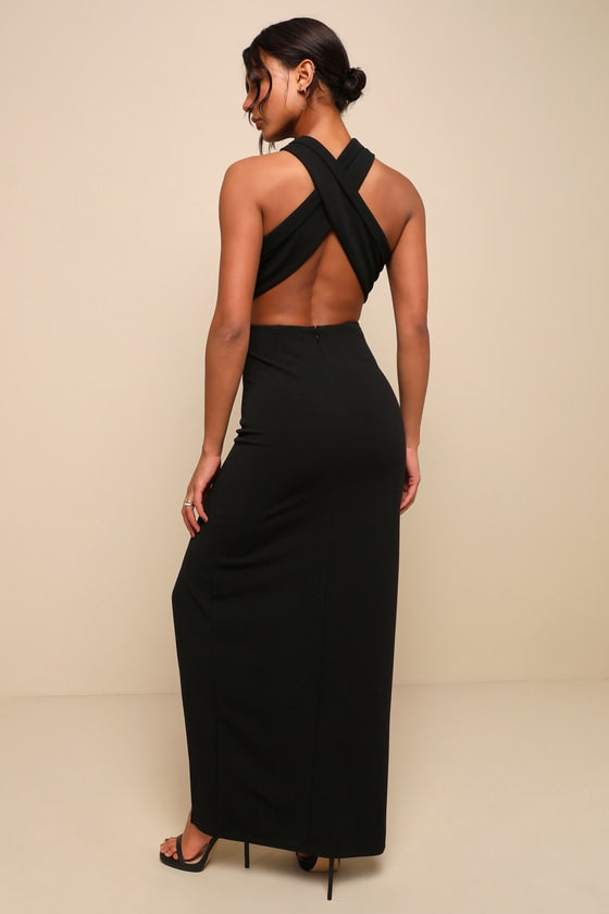 Head to Cocktail Hour Burgundy Halter Neck Maxi Dress