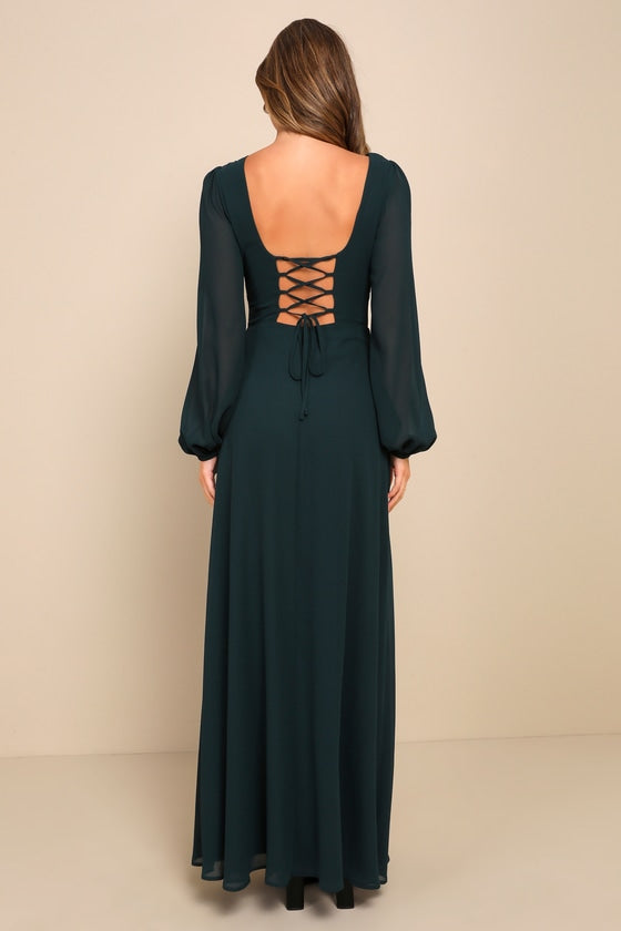 Marvelous Affair Navy Blue Pleated Lace-Up Maxi Dress