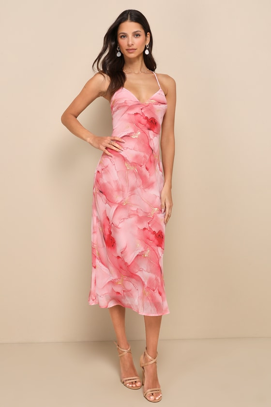 Kianne Blue Striped Cutout Tie-Back Midi Dress