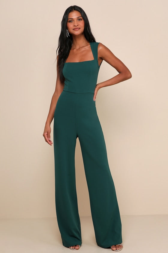 Enticing Endeavors Black Jumpsuit #Color_Emerald Green