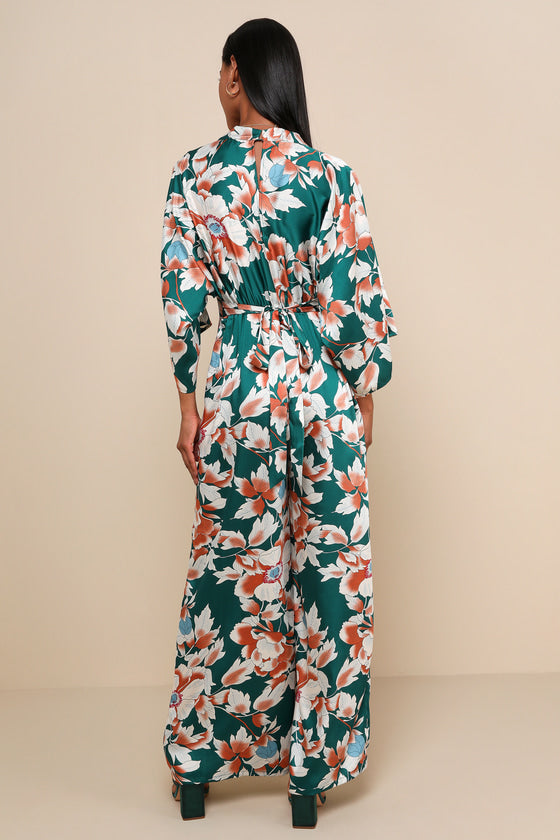 From Sunrise Teal Floral Print Wide-Leg Jumpsuit #Color_Teal Floral Print
