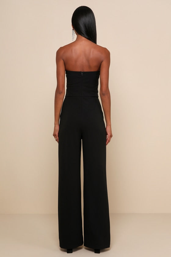 Edith Black Strapless Wide-Leg Jumpsuit #Color_Black