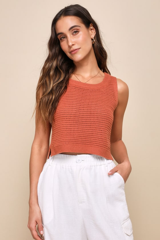 Get the Look Black Loose Knit Sweater Tank Top