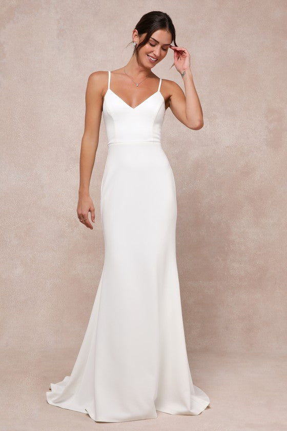 Feeling of Forever White Sleeveless Mermaid Maxi Dress #Color_White
