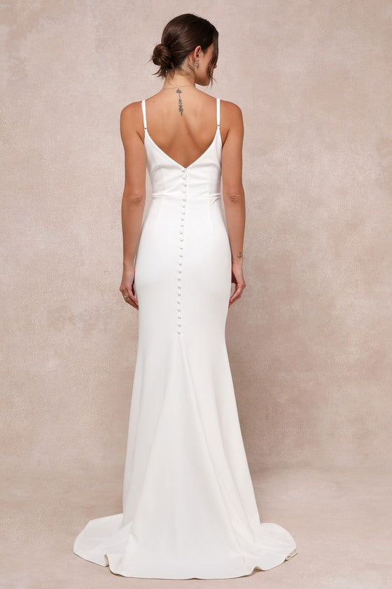 Feeling of Forever White Sleeveless Mermaid Maxi Dress #Color_White