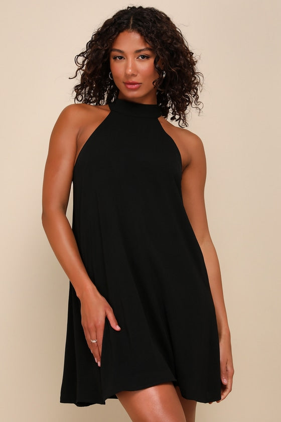Love of Mine White Halter Swing Dress #Color_Black