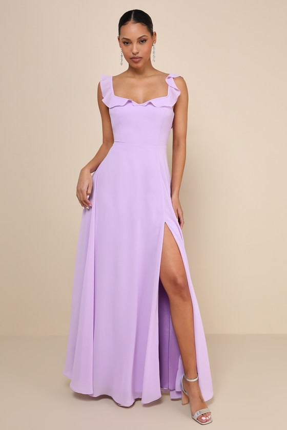 Dreamy Admiration Black Ruffled Maxi Dress #Color_Lilac
