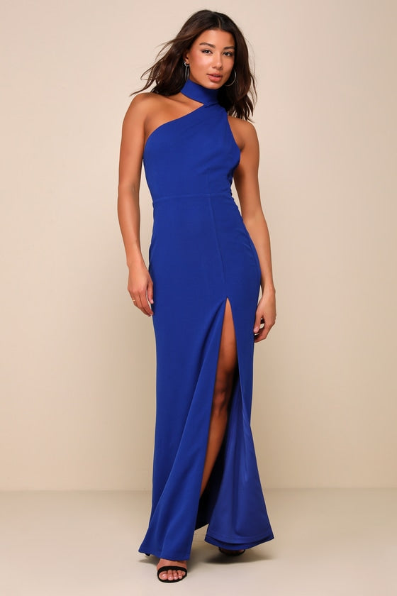 Keep It Interesting Red Asymmetrical Cutout Halter Maxi Dress