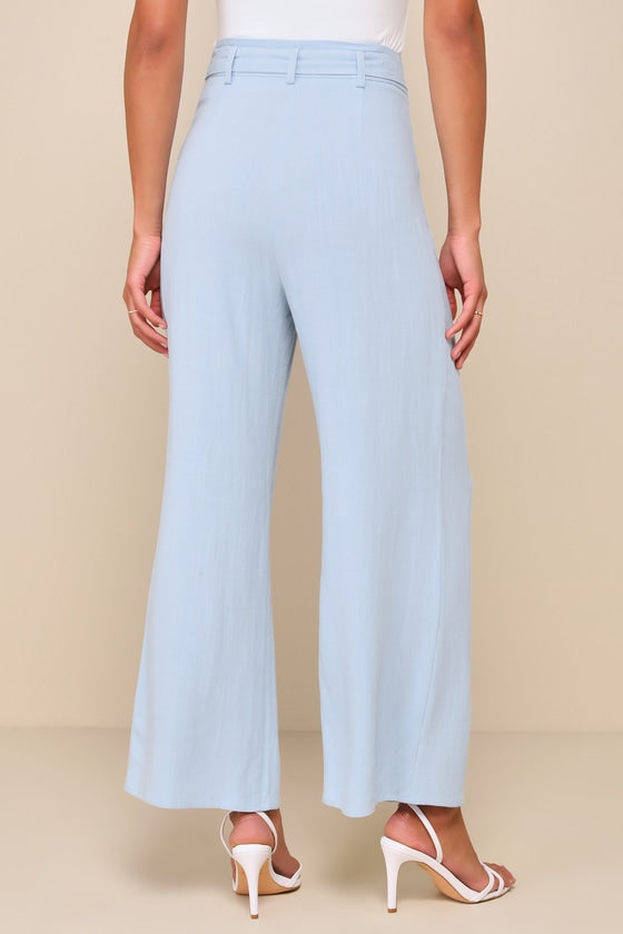 Trend Alert Beige Belted High-Waisted Wide-Leg Pants