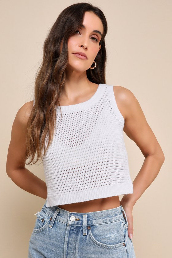 Get the Look Black Loose Knit Sweater Tank Top