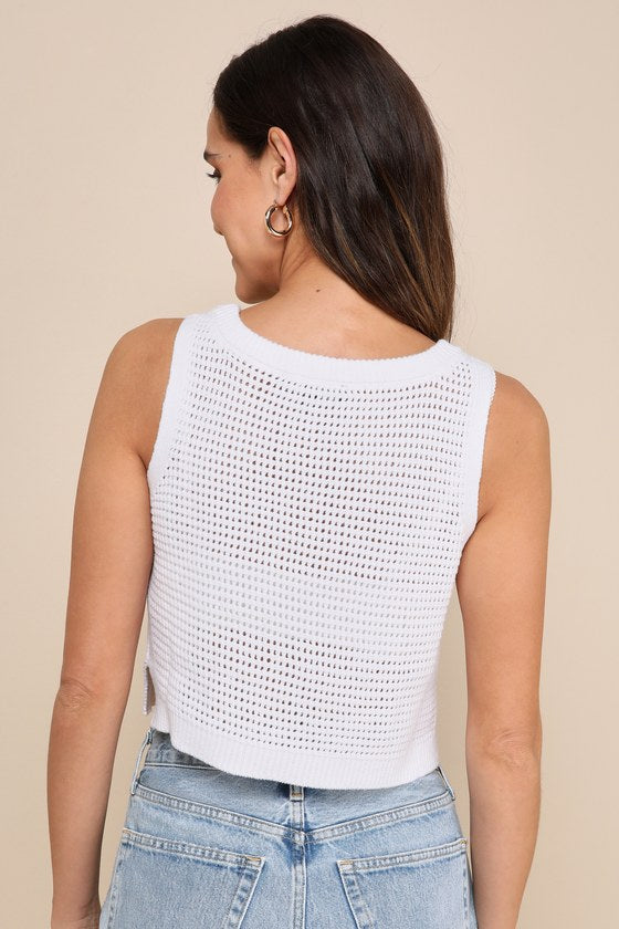 Get the Look Black Loose Knit Sweater Tank Top
