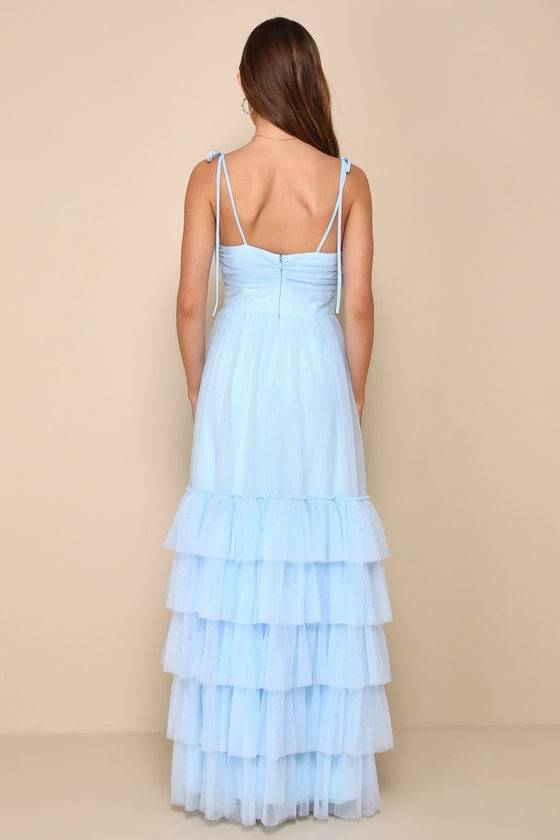 Endlessly Darling Dusty Rose Mesh Tiered Tie-Strap Maxi Dress