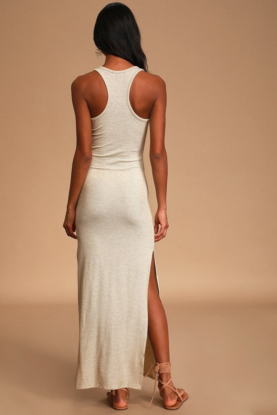 Relaxed but Not Least Sage Green Ribbed Sleeveless Maxi Dress