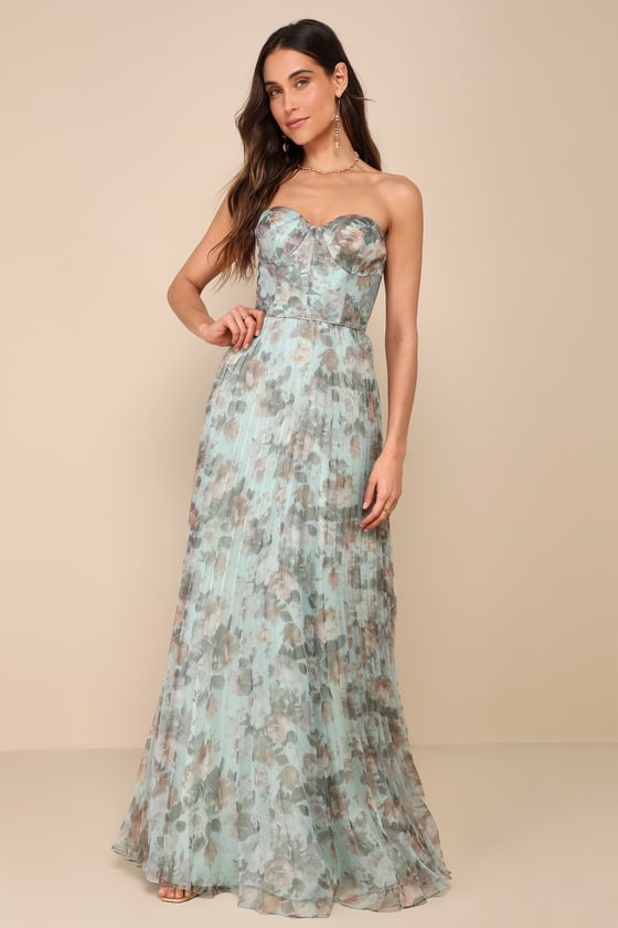 Most Beautiful Day Purple Multi Floral Print Organza Maxi Dress #Color_Sage Multi Floral Print