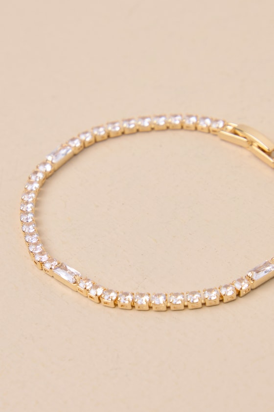 Dainty Decadence Gold Rhinestone Tennis Bracelet #Color_Gold