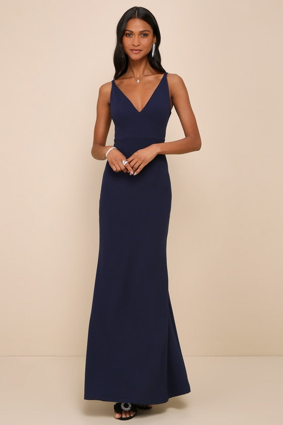 Melora Navy Blue Sleeveless Maxi Dress #Color_Navy Blue