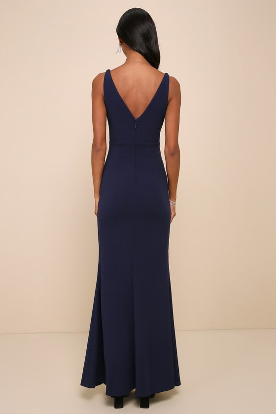 Melora Navy Blue Sleeveless Maxi Dress #Color_Navy Blue