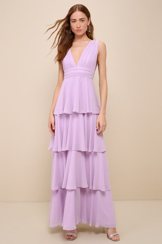 Amazing Evening Hunter Green Tiered Maxi Dress #Color_Lavender