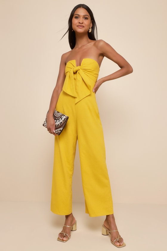 Sunshine Aura Black Tie-Front Strapless Jumpsuit