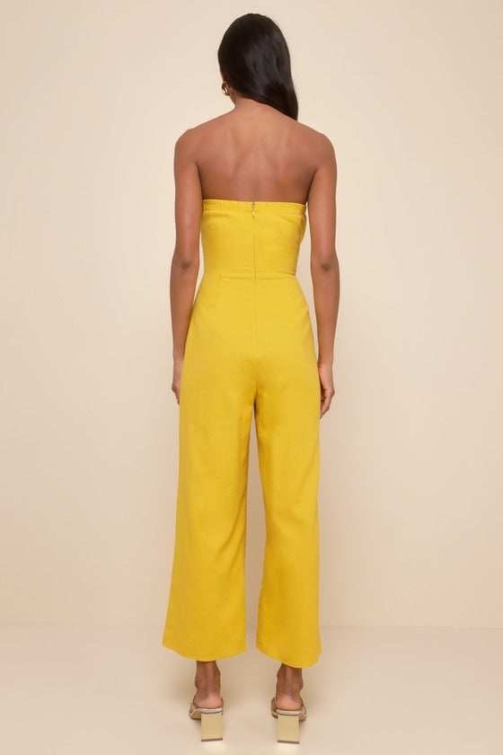 Sunshine Aura Black Tie-Front Strapless Jumpsuit