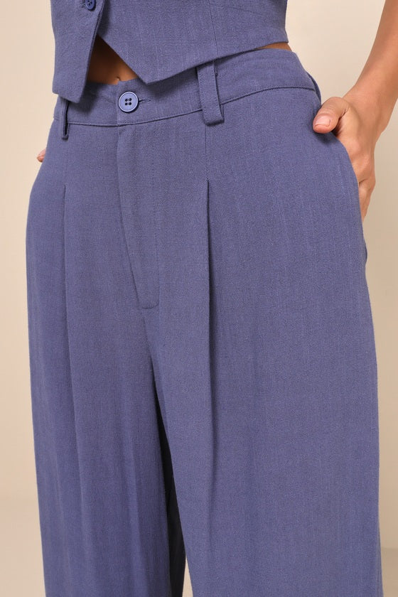 Suits You Perfectly Olive Green Linen Wide-Leg Pants