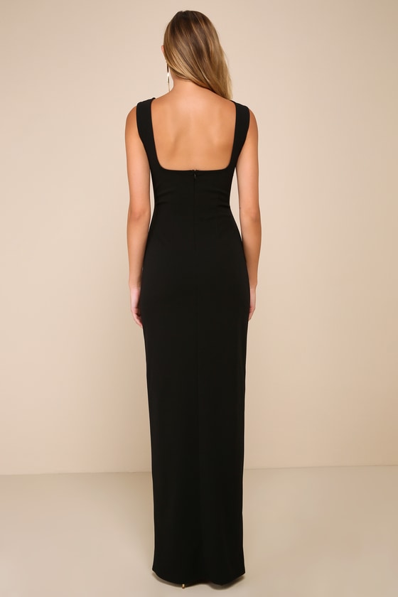 Inspiring Allure Hunter Green Square Neck Column Maxi Dress