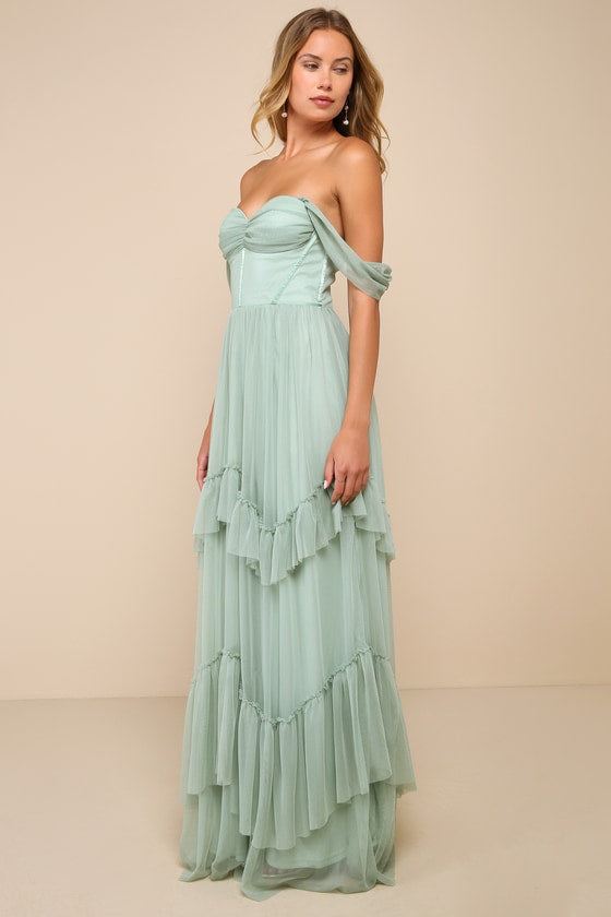 Stunning Personality Pink Mesh Off-the-Shoulder Maxi Dress