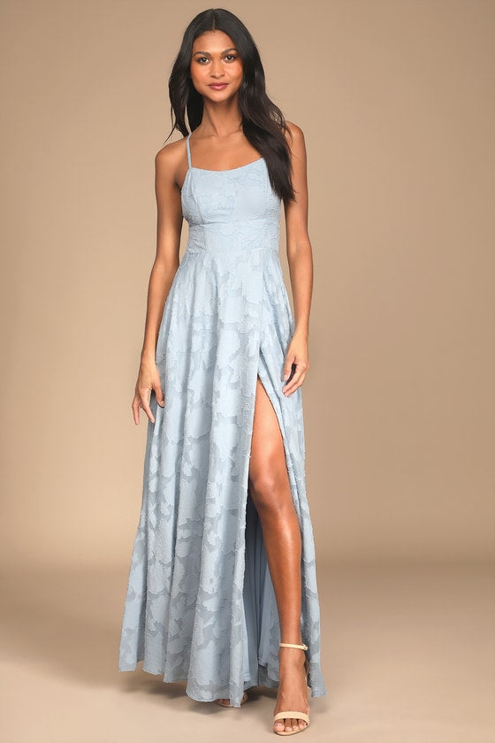Let There Be Romance Navy Blue Burnout Floral Maxi Dress #Color_Slate Blue