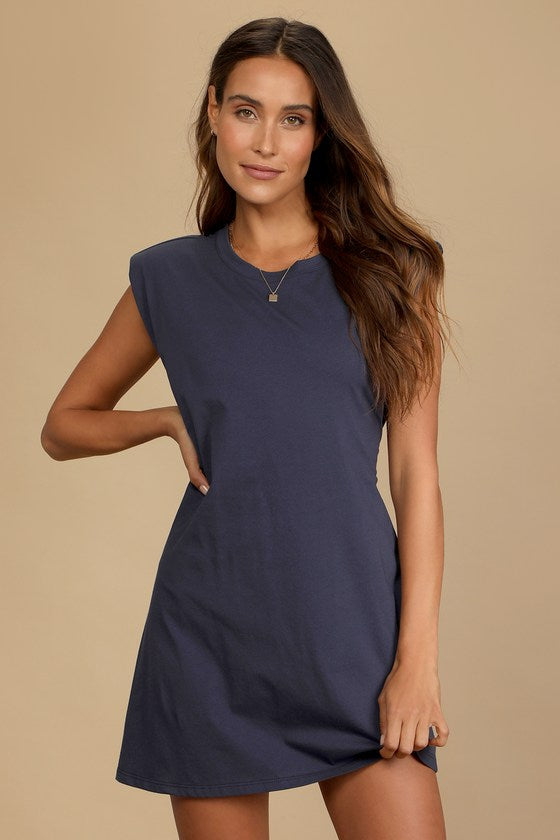 Feelin' Confident Navy Blue Cutout Mini Shirt Dress #Color_Navy Blue