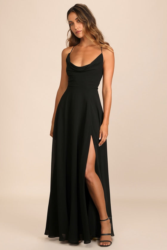 Romantically Speaking Sage Green Cowl Lace-Up Maxi Dress
